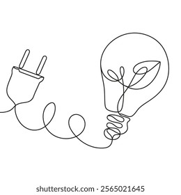 light bulb line drawing. continuous line art bulb
