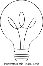Zeichnung der Glühbirne. Lampe. Idee. Vektorgrafik. Schwarz-Weiß. Weißer Hintergrund. Eine Zeichnung.
