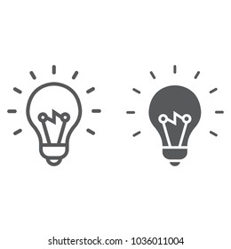 Light Bulb line and glyph icon, e learning and education, smart idea sign vector graphics, a linear pattern on a white background, eps 10.