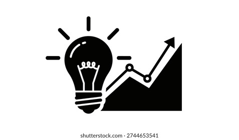 Light bulb with line graph rising