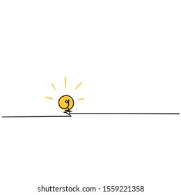 Light Bulb line icon design template with hand drawn continuous line doodle style vector