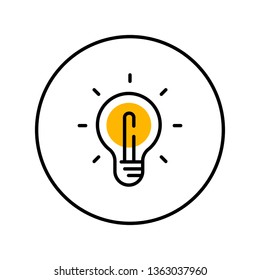 Light Bulb line icon. Idea symbol. Solution and thinking concept. Electric lamp pictogram inside a circle.