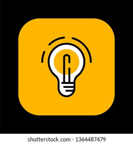 Light Bulb line icon. Idea symbol. Solution and thinking concept. Electric lamp pictogram inside rounded square.