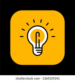 Light Bulb line icon. Idea symbol. Solution and thinking concept. Electric lamp pictogram inside rounded square.