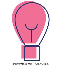 Icono de línea de bombilla de luz. Idea, signo, solución, concepto de pensamiento. Iluminación Lámpara eléctrica. Electricidad, brillo para el diseño gráfico, sitio web, interfaz de usuario. Icono de línea. Ilustración vectorial en estilo plano de caricatura 