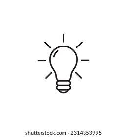 Icono de línea de bombilla ligera, vector de logotipo de idea