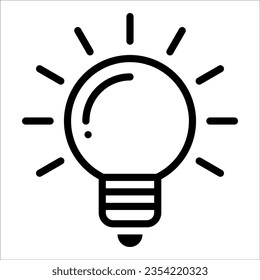 Icono de línea de bombilla de luz aislado en fondo blanco