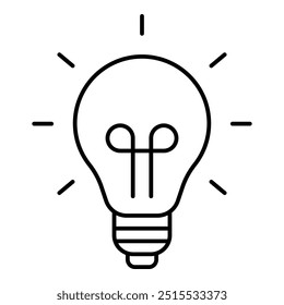 Ícone de linha de lâmpada isolado no plano de fundo branco
