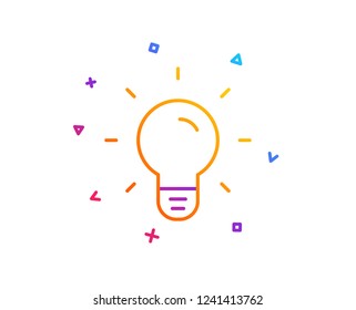 Light Bulb line icon. Lamp sign. Idea, Solution or Thinking symbol. Gradient line button. Light bulb icon design. Colorful geometric shapes. Vector