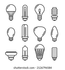 Light bulb line icon lamp. Led lightbulb energy electric economy light icon