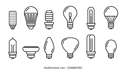 Light bulb line icon lamp. Led lightbulb energy electric economy light icon.