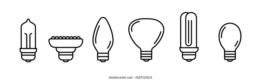 Light bulb line icon lamp. Led lightbulb energy electric economy light icon