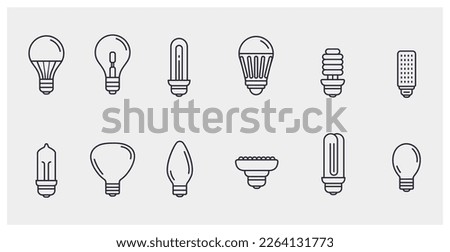 Light bulb line icon lamp. Led lightbulb energy electric economy light icon