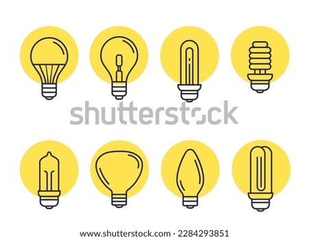 Light bulb line icon lamp. Led lightbulb energy electric economy light icon