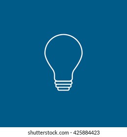 Light Bulb Line Icon On Blue Background