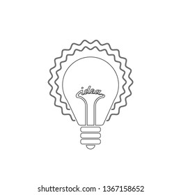 Light bulb line icon with rays shine. Energy and idea symbol isolated on white background. Vector Illustration