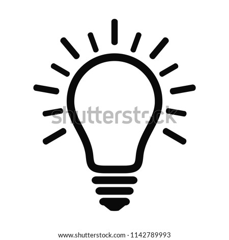 Light bulb line icon with rays. Idea and creativity symbol.