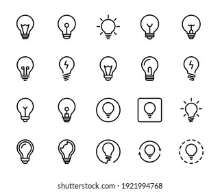 Light bulb line icon set. Collection of vector symbol in trendy flat style on white background. Web sings for design.