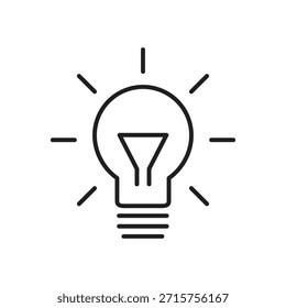 Light Bulb Line Icon Set – Idea and Innovation Vector for Web and App UI,Light Bulb Outline Icon Set for Web, App, and UI Design