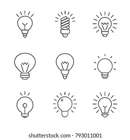 Light Bulb  Line Icon Set. Vector illustration.