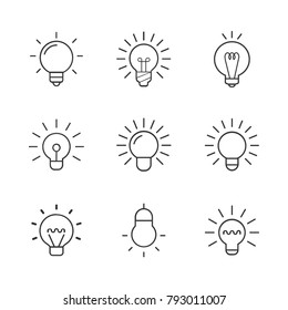 Light Bulb  Line Icon Set. Vector illustration.