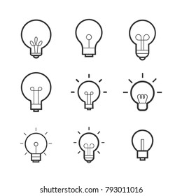 Light Bulb  Line Icon Set. Vector illustration.