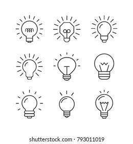 Light Bulb  Line Icon Set. Vector illustration.