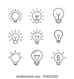 Light Bulb  Line Icon Set. Vector illustration.