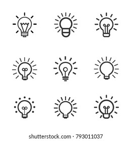 Light Bulb  Line Icon Set. Vector illustration.