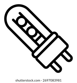 Ícone de linha de lâmpada, conceito de lâmpada pequena. Gráficos vetoriais. Mini sinal de lâmpada no fundo branco, ícone de estilo de contorno para design móvel ou web