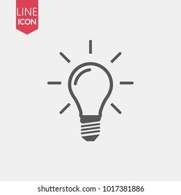 Light Bulb line icon vector, isolated on white background. Idea sign, solution, thinking concept. Lighting Electric lamp. Electricity, shine. Trendy Flat style for graphic design, Web site, UI