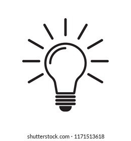 Light Bulb line icon vector, isolated on white background. Idea icon, idea sign, solution, thinking concept. Lighting Electric lamp. Electricity, shine.