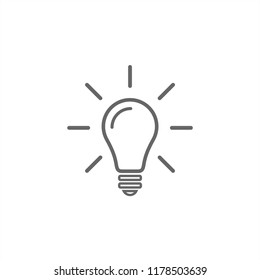 Light Bulb line icon vector, isolated on white background. Idea sign, solution, thinking concept. Lighting Electric lamp. Electricity, shine. Trendy Flat style for graphic design, Web site, UI. EPS
