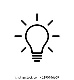 Light Bulb line icon vector, isolated on white background. Idea sign, solution, thinking concept