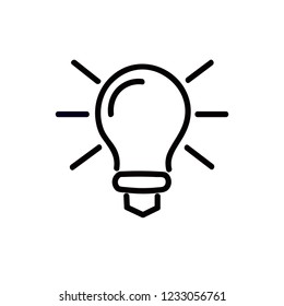 Light Bulb line icon vector, isolated on white background. Idea sign, solution, thinking concept. Lighting Electric lamp. Electricity, shine. Trendy Flat style for graphic design, Web site, UI. EPS