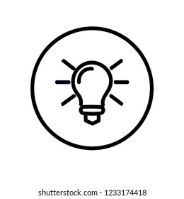 Light Bulb line icon vector, isolated on white background. Idea sign, solution, thinking concept. Lighting Electric lamp. Electricity, shine. Trendy Flat style for graphic design eps11