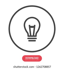 Light Bulb line icon vector, isolated on white background. Idea sign, solution, thinking concept. Lighting Electric lamp. Electricity, shine. Trendy Flat style for graphic design, Web site, UI. EPS 10