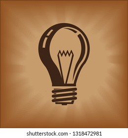 Light Bulb line icon vector, isolated on brown background. Idea sign, solution, thinking concept. Lighting Electric lamp. Electricity, shine. Trendy Flat style for graphic design, Web site, UI. EPS