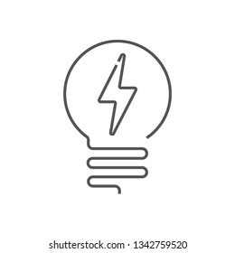 Light Bulb line icon vector, isolated on white background. Idea sign, solution, thinking  concept. Lighting Electric lamp. Electricity, shine. Trendy Flat style for graphic design, web, UI. EPS 10