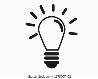light Bulb line icon vector, isolated on white background. Idea sign, solution, thinking concept. Lighting Electric lamp. Electricity, shine. Trendy Flat style for graphic design, Web site