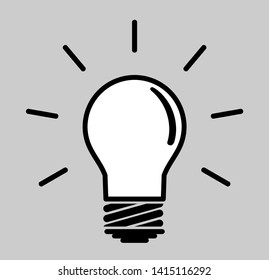 
Light bulb line icon vector on a gray background, flat style in concept ideas