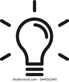 Light Bulb line icon vector, isolated on white background. Idea sign, solution, thinking concept. Lighting electric lamp. Trendy style for graphic design and web site UI.