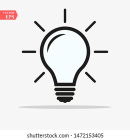 Light Bulb line icon vector, isolated on white background. Idea sign, solution, thinking concept. Lighting Electric lamp. Electricity, shine. Trendy Flat style for graphic design, Web site, UI. EPS