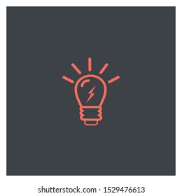 Light Bulb line icon vector, isolated on black background. Idea sign, solution, thinking concept.  EPS