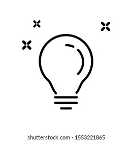 Light Bulb line icon vector, isolated on white background. Idea sign, solution, thinking concept. Lighting Electric lamp. Electricity, shine. Trendy Flat style for graphic design, Web site, 