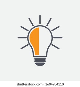 Light Bulb line icon vector, isolated on white background. Idea sign, solution, thinking concept. Lighting Electric lamp. Electricity, shine. Trendy Flat style for graphic design, Web site, UI. EPS 10