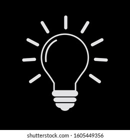 Light bulb line icon vector, isolated on black background. Idea sign, solution, thinking concept. Electric light. Electricity, brightness. Modern flat style for graphic design, website, UI. EPS