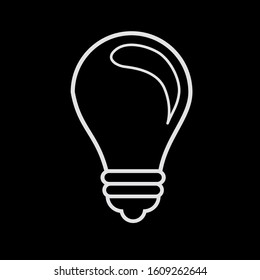 Light bulb line icon vector, isolated on black background. Idea sign, solution, thinking concept. Electric light. Electricity, brightness. Modern flat style for graphic design, website, UI. EPS