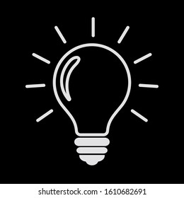 Light bulb line icon vector, isolated on black background. Idea sign, solution, thinking concept. Electric light. Electricity, brightness. Modern flat style for graphic design, website, UI. EPS