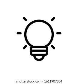 Light Bulb line icon vector, isolated on white background. Idea sign, solution, thinking concept. Lighting Electric lamp. Electricity, shine.